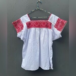 Vintage Mexicana 70s Embroidered Peasant Top Size LG